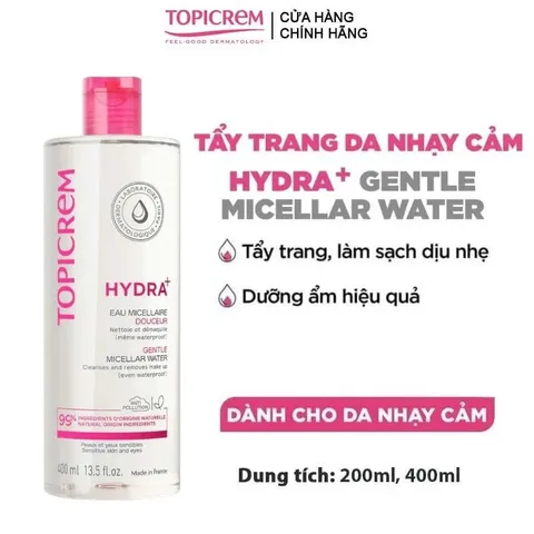 Nước Tẩy Trang Dịu nhẹ Topicrem Dành Cho Da Khô & Nhạy Cảm Hydra+ Gentle Micellar Water 200/400ml
