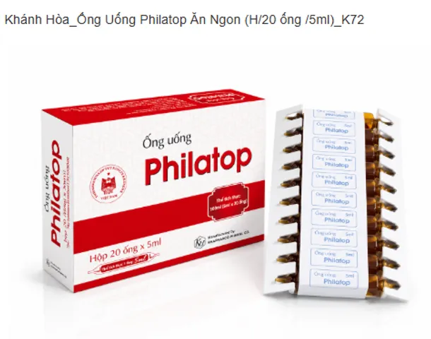 Hỗ trợ dinh dưỡng Ống Uống Philatop Khapharco Hộp 20 ống thủy tinh