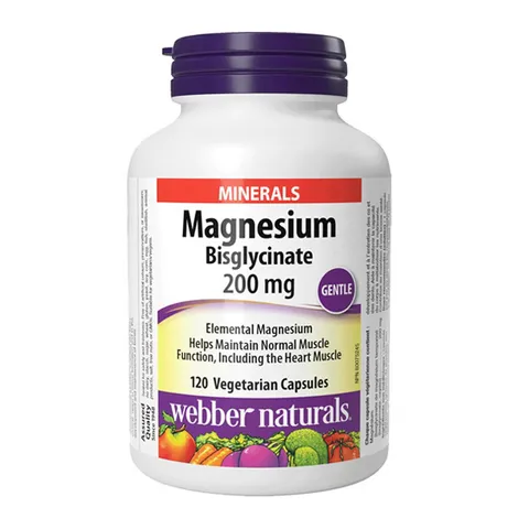 Viên Uống Webber Naturals Magnesium Bisglycinate 200mg - Cải thiện giấc ngủ và giảm căng thẳng tem nhập khẩu sản xuất Canada