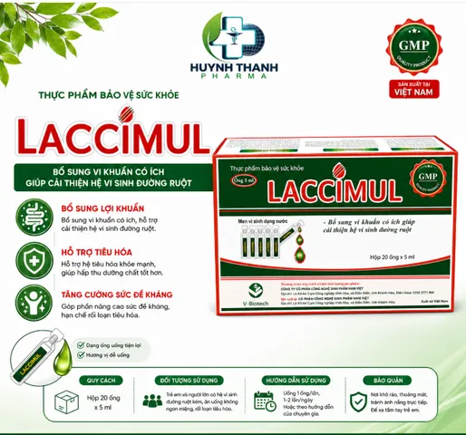 Men Tiêu Hóa Giúp Cân Bằng Hệ Vi Khuẩn Đường Ruột LACCIMUL- Hộp 20 ống