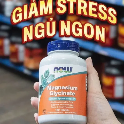 ⚡ NOW Magnesium Glycinate 200mg bổ sung khoáng chất, ngủ ngon 180 viên - Giao hỏa tốc