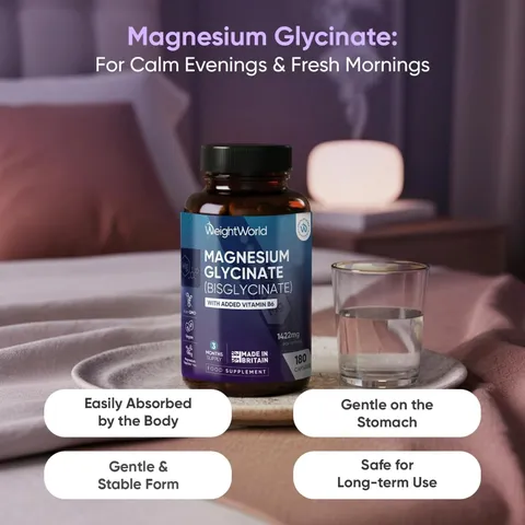 Magnesium Bisglycinate Vitamin B6 Weight World - Hỗ trợ chức năng hệ thần kinh giảm mệt mỏi duy trì chức năng cơ bắp và sức khỏe xương sản xuất Anh