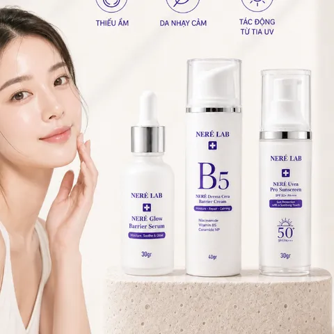 Bộ dưỡng da NERÉ Sữa rửa mặt, Serum, Kem dưỡng, Kem chống nắng Hỗ Trợ Bảo vệ, Dưỡng sáng và cấp ẩm da