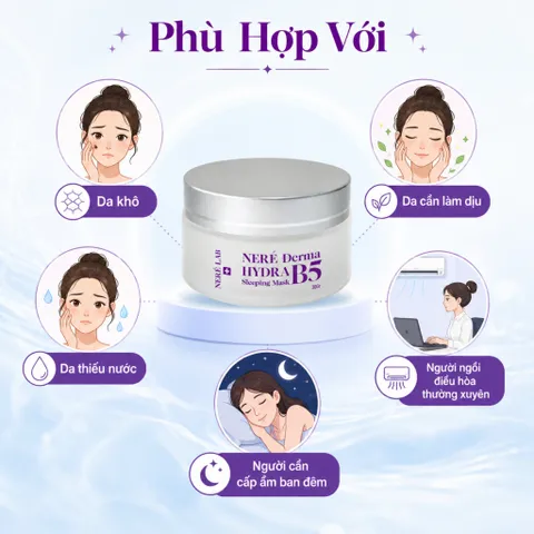 Bộ đôi NERÉ Kem dưỡng, Mặt nạ ngủ, Dưỡng ẩm sâu, Phục hồi da qua đêm, Dành cho da khô, Da nhạy cảm