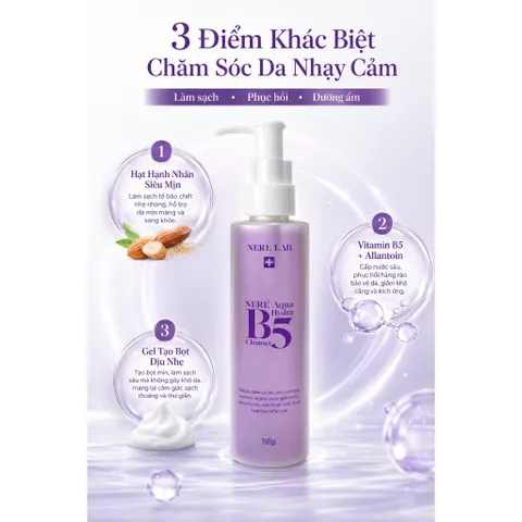 Bộ đôi NERÉ Sữa rửa mặt và Serum, Làm sạch dịu nhẹ, Cấp ẩm chuyên sâu, Phục hồi hàng rào bảo vệ da, Làm dịu da nhạy cảm