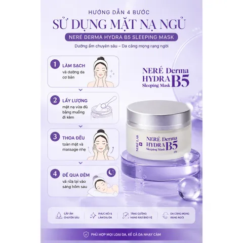 Bộ đôi NERÉ Kem dưỡng, Mặt nạ ngủ, Dưỡng ẩm sâu, Phục hồi da qua đêm, Dành cho da khô, Da nhạy cảm