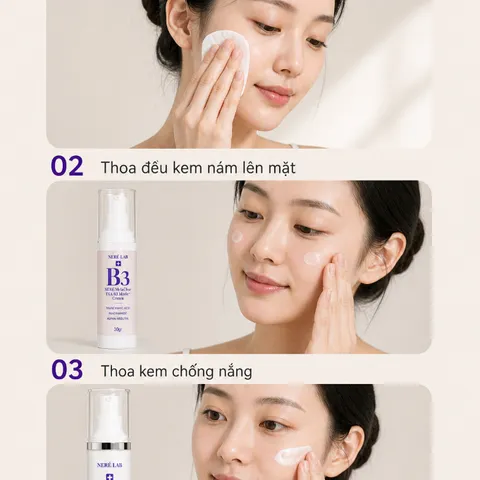 Bộ đôi NERÉ Kem nám, Kem chống nắng SPF50+ PA++++, Hỗ trợ mờ nám, Ngăn ngừa tăng sắc tố, Bảo vệ da trước tia UV