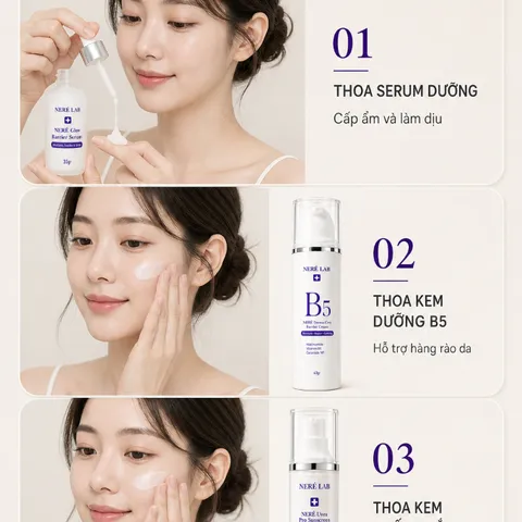 Bộ dưỡng da NERÉ Sữa rửa mặt, Serum, Kem dưỡng, Kem chống nắng Hỗ Trợ Bảo vệ, Dưỡng sáng và cấp ẩm da