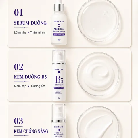 Bộ dưỡng da NERÉ Sữa rửa mặt, Serum, Kem dưỡng, Kem chống nắng Hỗ Trợ Bảo vệ, Dưỡng sáng và cấp ẩm da