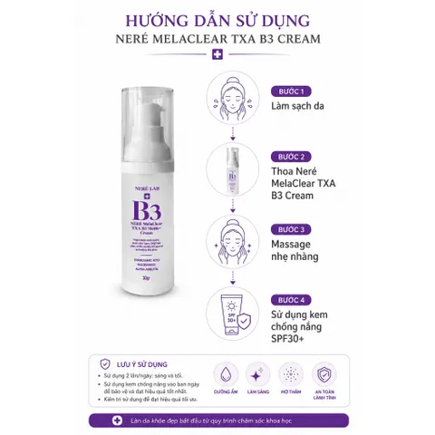 Bộ 3 bước chăm da NERÉ Sữa rửa mặt, Serum, Kem nám, Làm sạch dịu nhẹ, Dưỡng sáng da, Hỗ trợ mờ nám