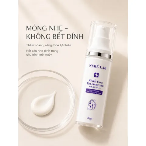 Bộ đôi NERÉ Sữa rửa mặt, Kem chống nắng SPF50+ PA+++, Làm sạch dịu nhẹ, Chống nắng phổ rộng, Bảo vệ da trước tia UV
