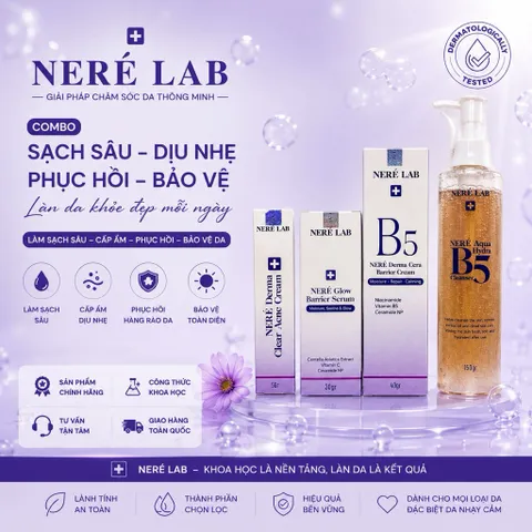 Bộ dưỡng da NERÉ Sữa rửa mặt, Serum, Kem mụn, Kem Dưỡng Giúp Dưỡng sáng toàn diện, Cấp ẩm, Bảo vệ da