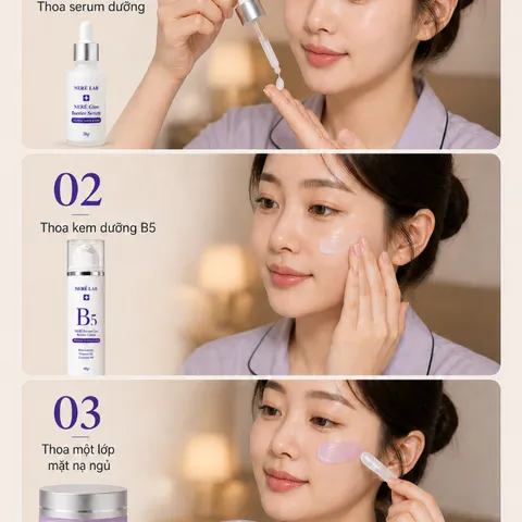 Bộ dưỡng da NERÉ Serum, Kem dưỡng, Mặt nạ ngủ, Chăm sóc da căng mướt rạng rỡ, Cấp ẩm chuyên sâu, Phục hồi da