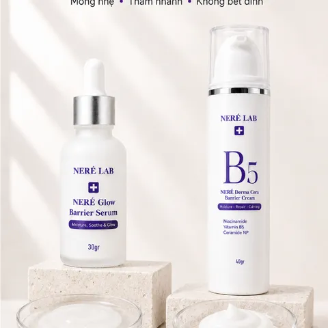Bộ đôi NERÉ Serum, Kem dưỡng Derma Cera, Cấp ẩm, Phục hồi da, Làm dịu da nhạy cảm