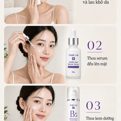 Bộ đôi NERÉ Serum, Kem dưỡng Derma Cera, Cấp ẩm, Phục hồi da, Làm dịu da nhạy cảm