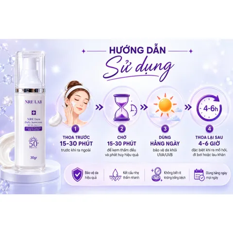 Bộ dưỡng da NERÉ Sữa rửa mặt, Serum, Kem chống nắng SPF50+ PA+++, Làm sạch dịu nhẹ, Cấp ẩm, Bảo vệ da trước tia UV