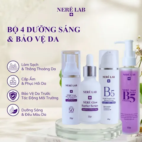 Bộ dưỡng da NERÉ Sữa rửa mặt, Serum, Kem dưỡng, Mặt nạ ngủ, Cấp ẩm chuyên sâu, Phục hồi da, Cho làn da căng bóng