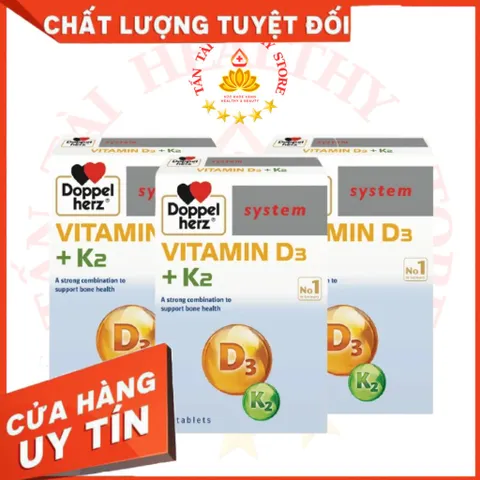 ✅[CHÍNH HÃNG] (MÃ: DP38NI) Viên uống DOPPEL Vitamin D3 + K2 tăng cường hấp thu canxi và giảm nguy cơ loãng xương