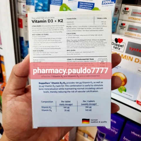 ✅[CHÍNH HÃNG] (MÃ: DP38NI) Viên uống DOPPEL Vitamin D3 + K2 tăng cường hấp thu canxi và giảm nguy cơ loãng xương