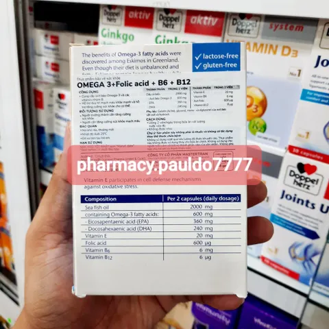 ✅[CHÍNH HÃNG] (MÃ: DP33N) Viên uống DOPPEL Omega-3 + Folic acid + B6 + B12 duy trì mạch máu, mắt, não, tim khỏe mạnh