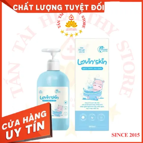 ✅[CHÍNH HÃNG] (MÃ: MP192H98) Sữa tắm gội dịu nhẹ cho bé Lovin'Skin 500ml - Làm sạch, giảm và ngăn ngừa rôm sảy, hăm da
