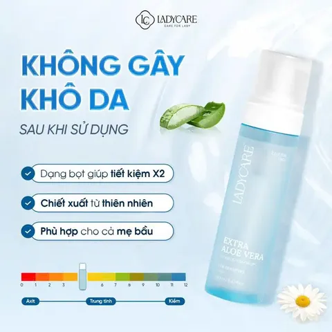 ✅[CHÍNH HÃNG] (MÃ: MP2K9) Bọt vệ sinh phụ khoa Ladycare Extra Aloe Vera 190ML cho mẹ bầu, nam, nữ tuổi dậy thì