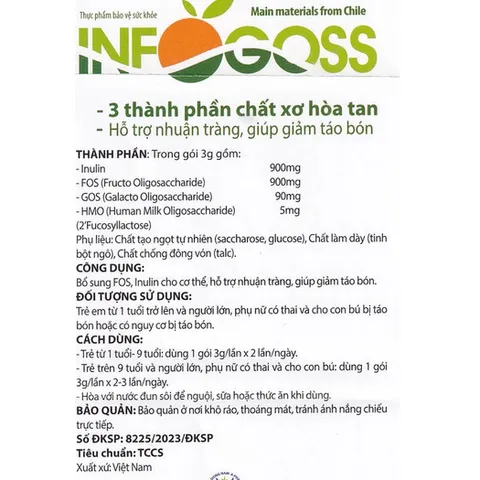 ✅[CHÍNH HÃNG] (MÃ: SP170) Bột uống hòa tan cung cấp chất xơ giúp giảm táo bón Infogoss IAP (30 gói)