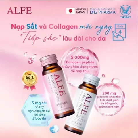 ✅[CHÍNH HÃNG] (MÃ: SP594) Alfe Beauty Conc là nước uống collagen hỗ trợ làm đẹp da, Hộp 10 chai x 50ml