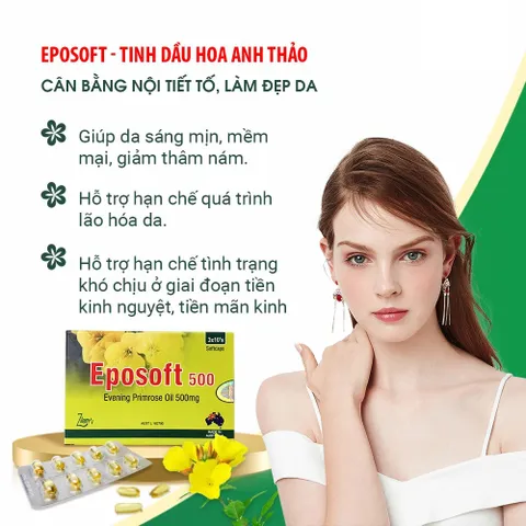 ✅[CHÍNH HÃNG] (MÃ: DP390) EPOSOFT 500 viên uống cân Bằng Nội Tiết Tố, Làm Đẹp Da, Hộp 30 Viên