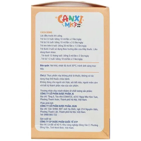 ✅[CHÍNH HÃNG] (MÃ: SP140) Siro Canxi MK7 for Kid hộp 20 ống x 10ml