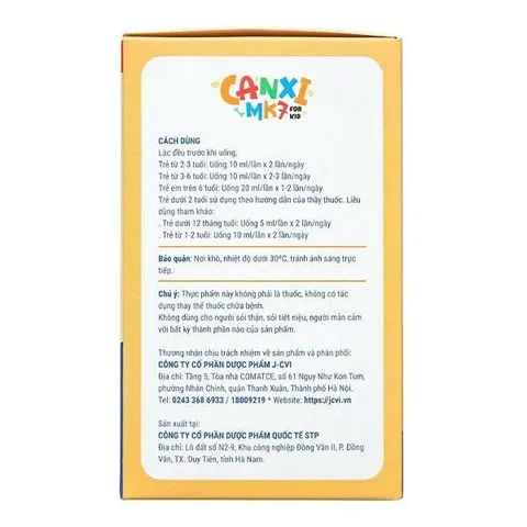 ✅[CHÍNH HÃNG] (MÃ: SP140) Siro Canxi MK7 for Kid hộp 20 ống x 10ml