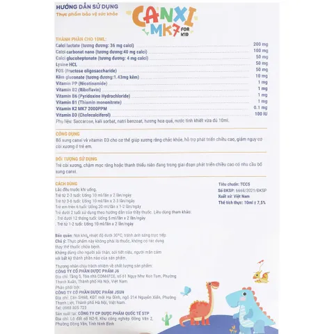 ✅[CHÍNH HÃNG] (MÃ: SP140) Siro Canxi MK7 for Kid hộp 20 ống x 10ml