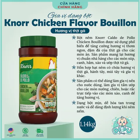 [DATE 03/2027] Hạt nêm Knorr Gà 1.14kg mẫu mới của Mỹ Chicken Flavor Bouillon