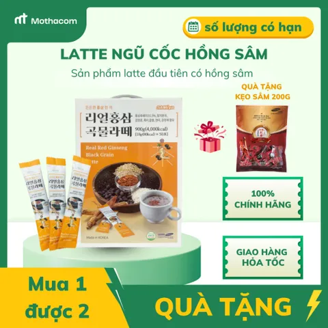 Latte Hồng Sâm và Ngũ Cốc Hàn Quốc - 50 Gói Vị Thanh Dễ Dùng  – Thức Uống Bồi Bổ, Bổ Sung Dinh Dưỡng Cho Người Yếu Mệt