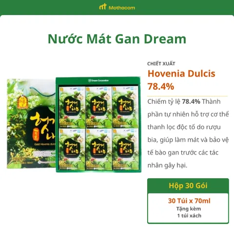 Nước Mát Gan Dream 70ml x 30 gói (6Hộp) Hỗ Trợ Giải Rượu, Thanh Lọc và Mát Gan chiết xuất từ cây Hovenia Dulcis