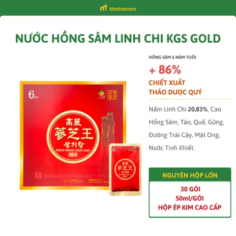 KGS Gold Nước Hồng Sâm 6 Tuổi Linh Chi Hàn Quốc Tăng Đề Kháng Hộp 30 Gói x 50ml Hỗ Trợ Nâng Cao Sức Đề Kháng