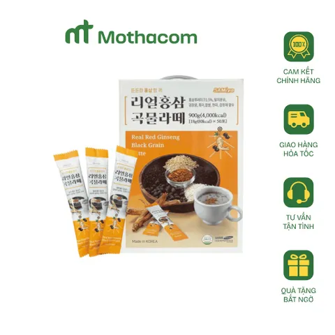Latte Hồng Sâm và Ngũ Cốc Hàn Quốc - 50 Gói Vị Thanh Dễ Dùng  – Thức Uống Bồi Bổ, Bổ Sung Dinh Dưỡng Cho Người Yếu Mệt