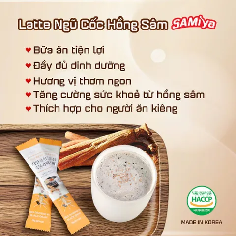 Latte Hồng Sâm và Ngũ Cốc Hàn Quốc - 50 Gói Vị Thanh Dễ Dùng  – Thức Uống Bồi Bổ, Bổ Sung Dinh Dưỡng Cho Người Yếu Mệt