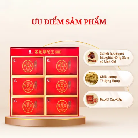 KGS Gold Nước Hồng Sâm 6 Tuổi Linh Chi Hàn Quốc Tăng Đề Kháng Hộp 30 Gói x 50ml Hỗ Trợ Nâng Cao Sức Đề Kháng
