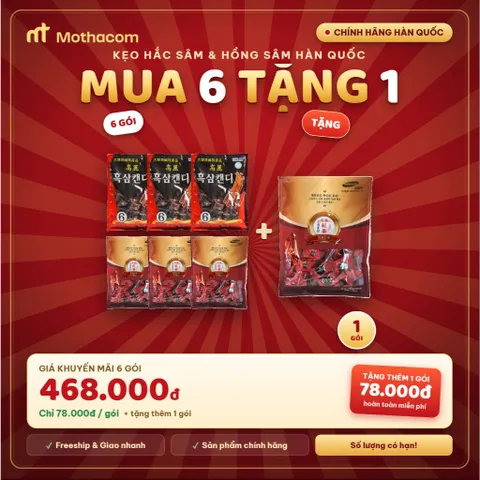 Kẹo Hồng Sâm Và Hắc Sâm Nhập Khẩu Hàng Nội Địa Hàn Quốc - Ngậm Thơm Miệng - Tỉnh Táo - Tăng Cường Sức Khỏe