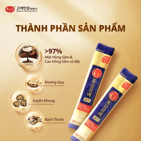 Tinh Chất Hồng Sâm Hàn Quốc Tonic Gold KGS (10ml/ gói) Hộp 60 Gói