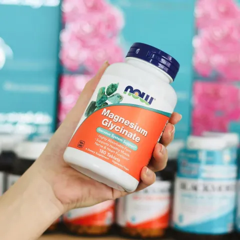 ⚡ NOW Magnesium Glycinate 200mg bổ sung magie giúp ngủ ngon 180 viên - Giao hỏa tốc,