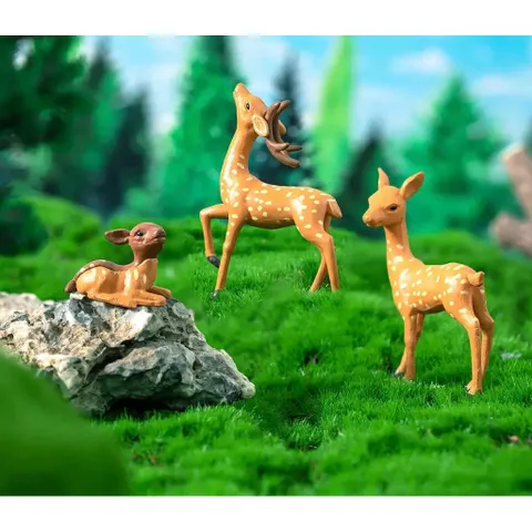 Set Mô hình hươu sao mini bằng nhựa trang trí tiểu cảnh kích thước hươu cao nhất 5,5cm