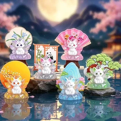 Bộ 6 cửu vỹ linh hồ slay bằng nhựa kích thước 7,6*4.5 cm deco phong thuỷ ý nghĩa