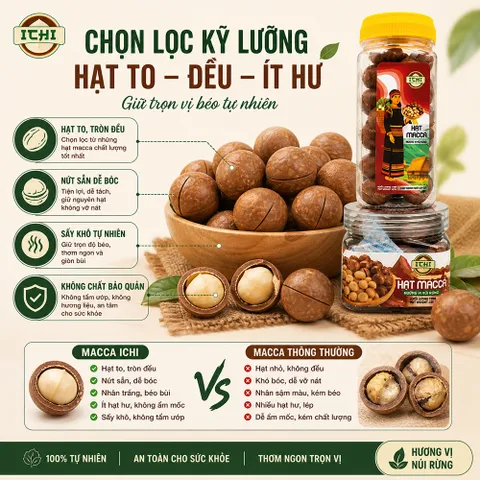 Sale hàng cận Date (T10) - Macca ICHI Thơm Ngon Chuẩn Vị, hạt Mắc Ca nứt vỏ Size Đại giá Ưu đãi chào sàn