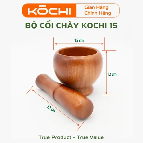 Cối chày gỗ Cao Cấp KOCHI – Sấy khô, chống mốc Giã mạnh, an toàn cho mọi gian bếp