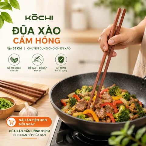 Đũa bếp (Đũa Cả) Đũa Xào Xà Cừ Kochi  – gỗ tự nhiên an toàn, sấy khô, không hóa chất, không độc hại