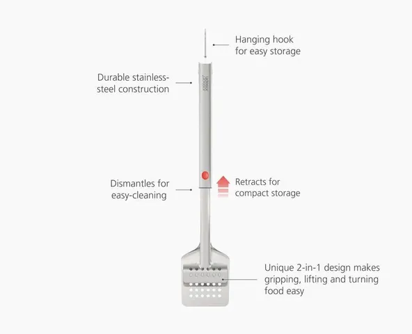 Kẹp lật thức ăn nướng Joseph Joseph 2000010 GrillOut™ Stainless-Steel BBQ Turner Tongs with Extending Handle