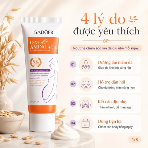 Kem xóa rạn da sau sinh mờ thâm sáng da chỉ sau 7 ngày, cải thiện sẹo rạn lâu năm, dưỡng ẩm phục hồi làn da