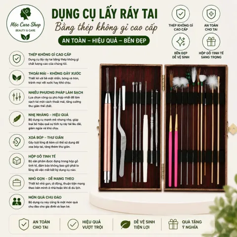 [Top Value] Dụng Cụ Lấy Ráy Tai, Bộ Lấy Ráy Tai  20 Món Tích Hợp Đèn Soi Cho Cảm Giác Siêu Đỉnh